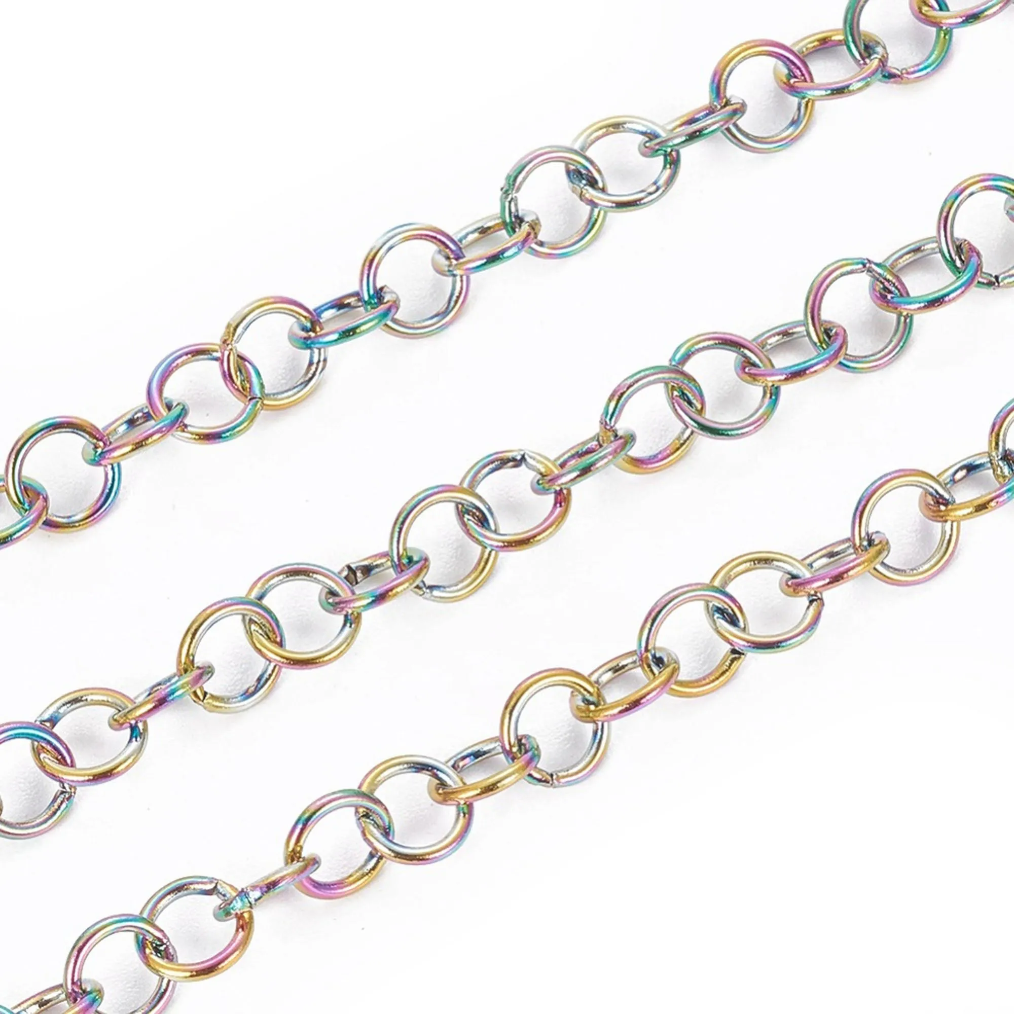 Multi-color Stainless Chain, Round 5x0.8mm Open Links, 30 Feet on a Spool, #1940 MC