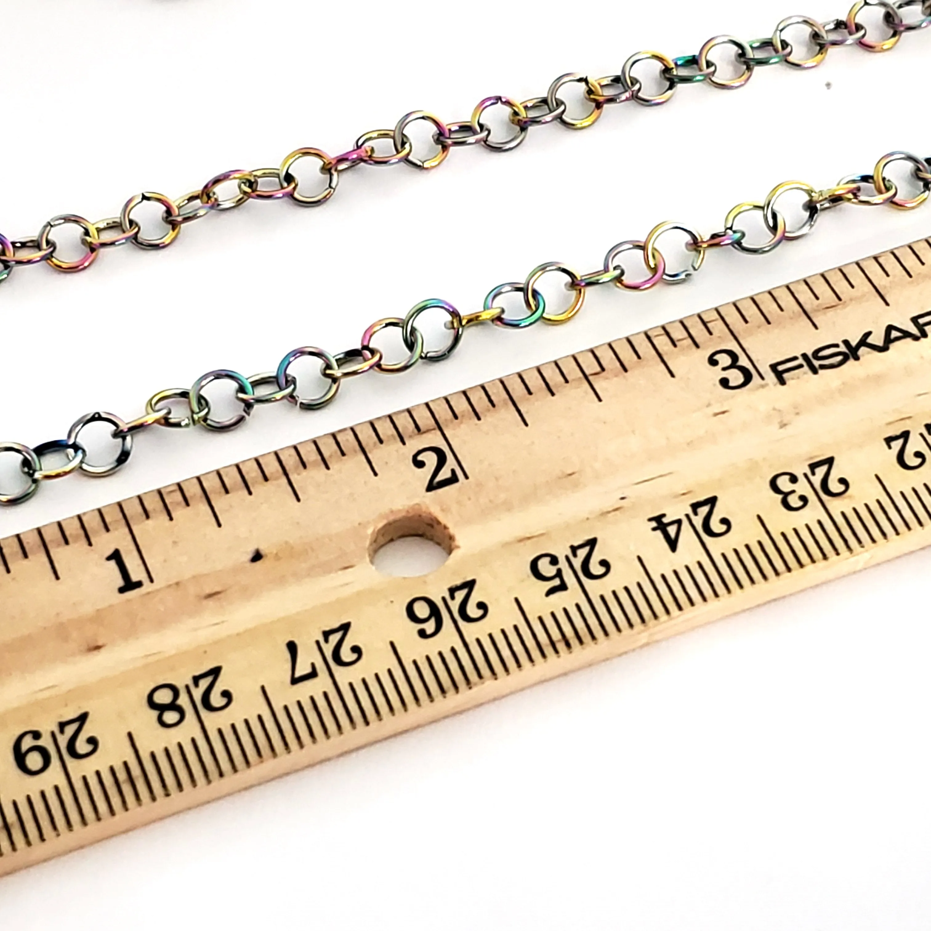 Multi-color Stainless Chain, Round 5x0.8mm Open Links, 30 Feet on a Spool, #1940 MC