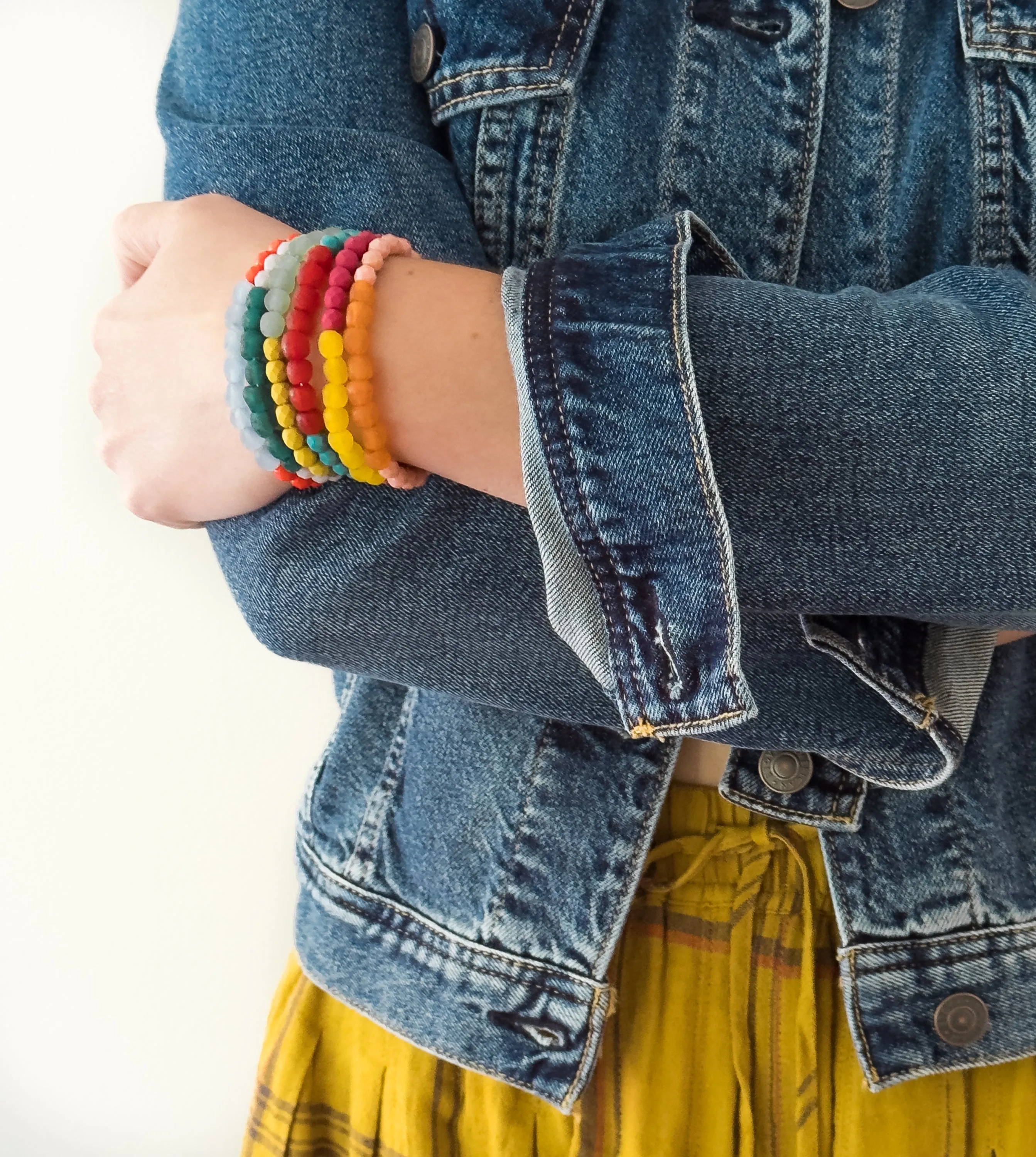 Multicolor Recycled African Glass And Mixed Bead Bracelet