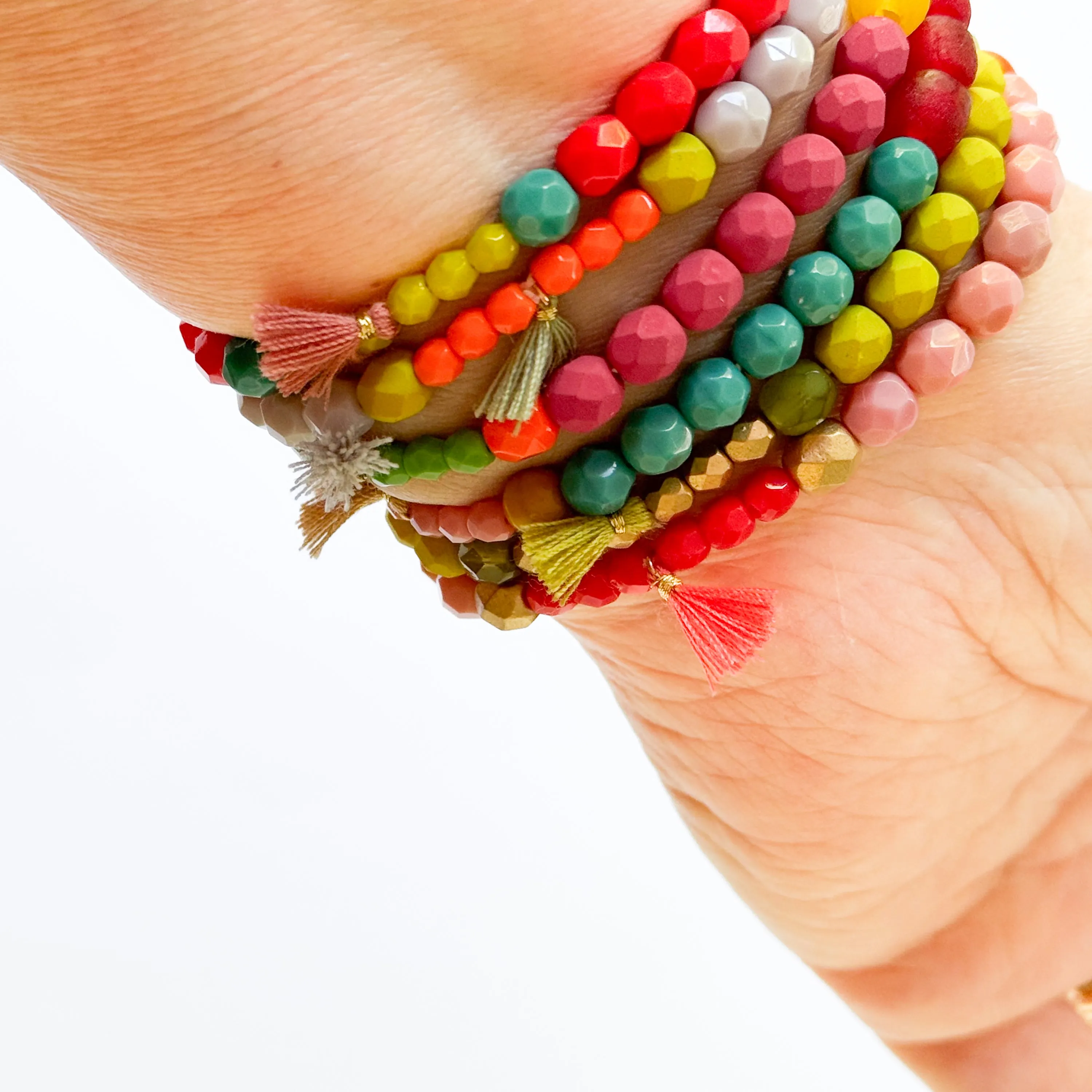 Multicolor Recycled African Glass And Mixed Bead Bracelet