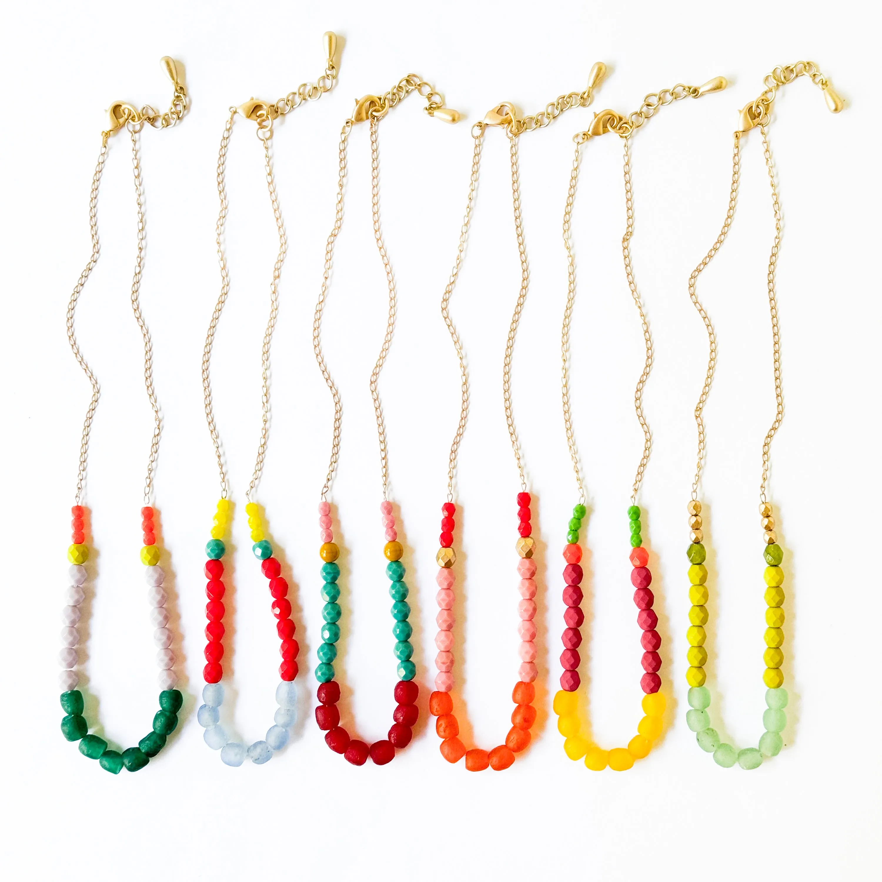 Multicolor Recycled African Glass And Mixed Bead Necklace - WS