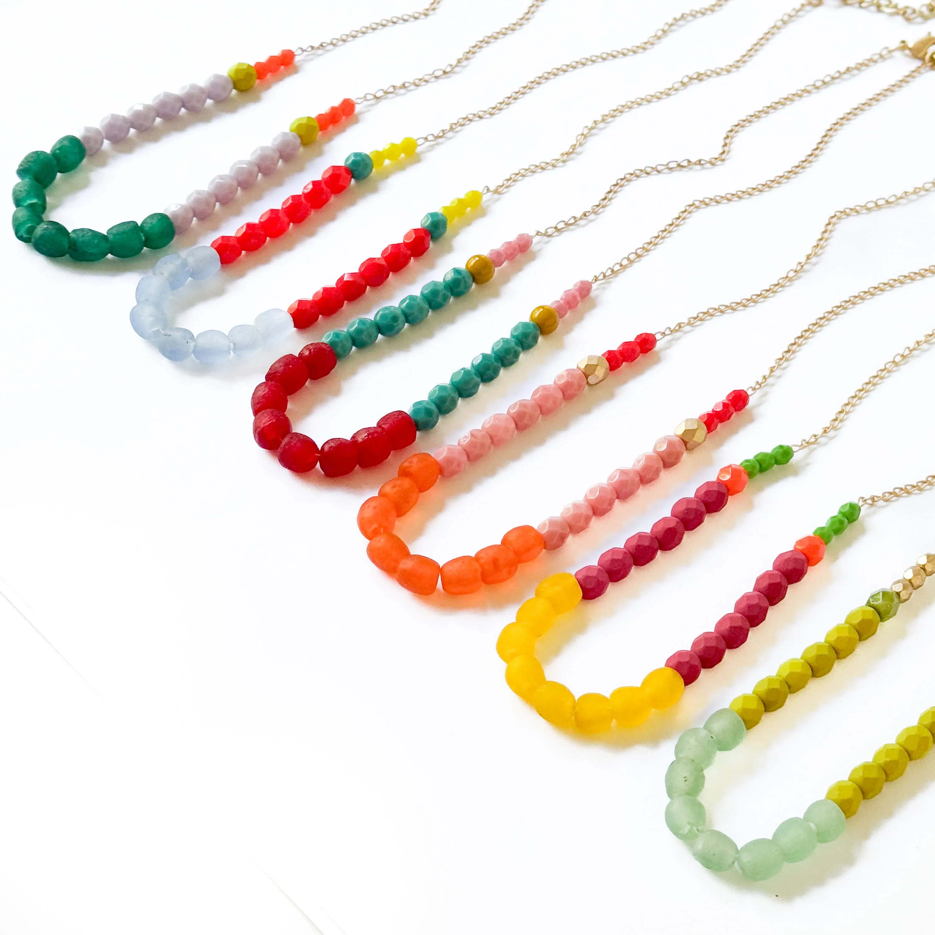 Multicolor Recycled African Glass And Mixed Bead Necklace - WS