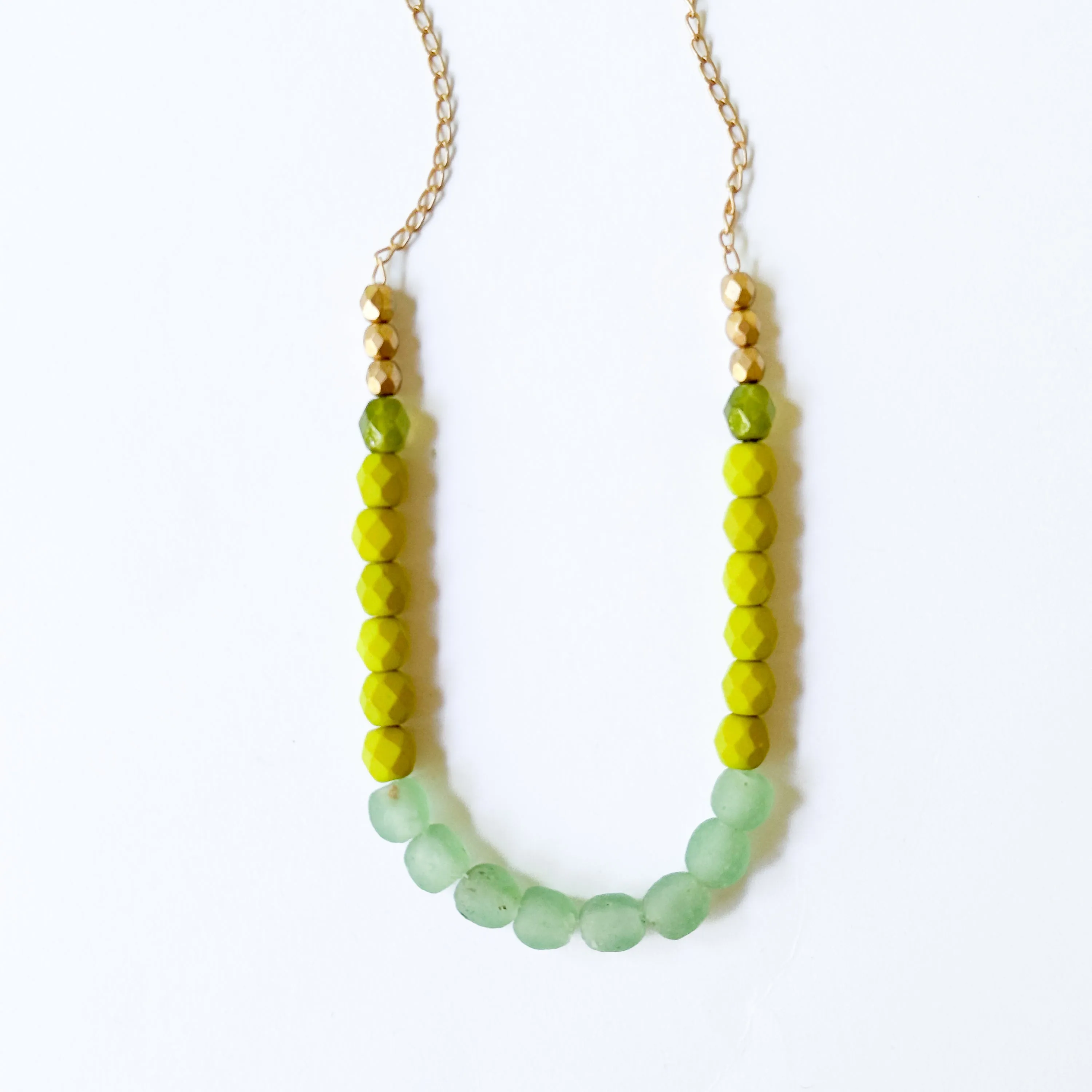 Multicolor Recycled African Glass And Mixed Bead Necklace - WS