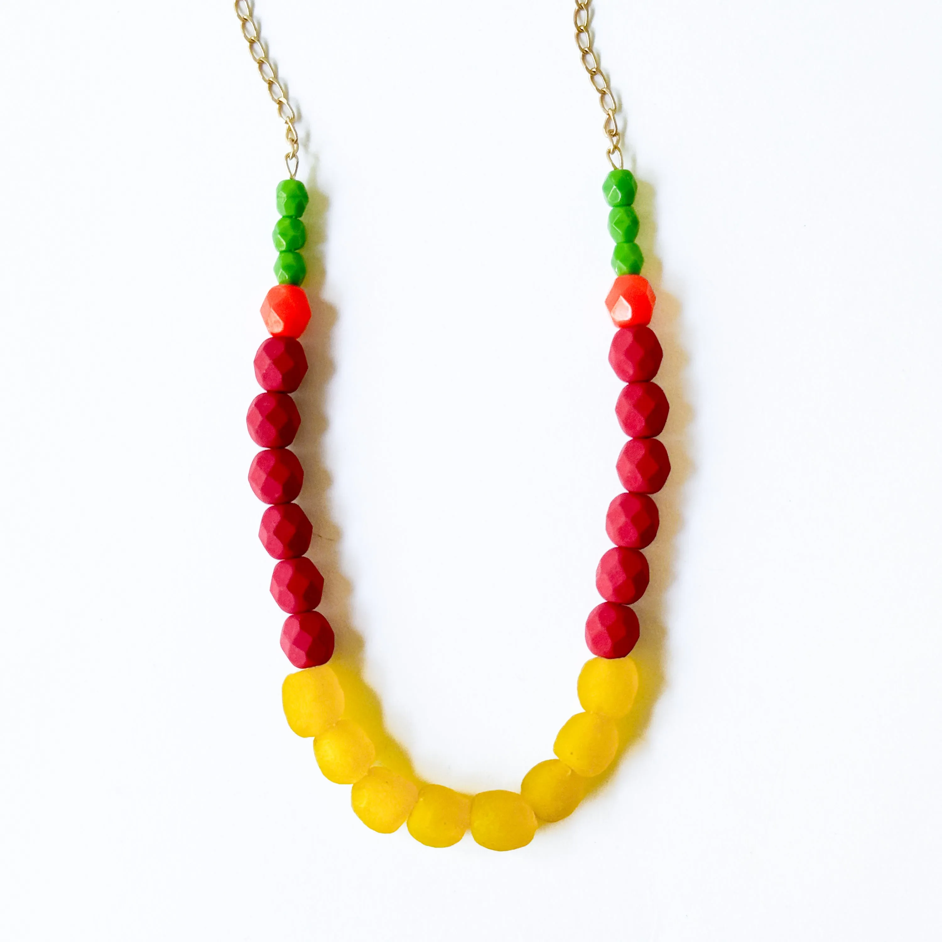 Multicolor Recycled African Glass And Mixed Bead Necklace - WS