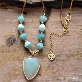 Natural Amazonite & Tree of Life Necklace