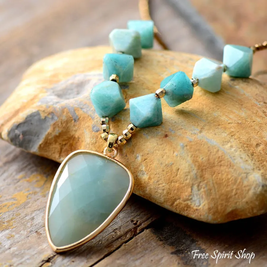 Natural Amazonite & Tree of Life Necklace