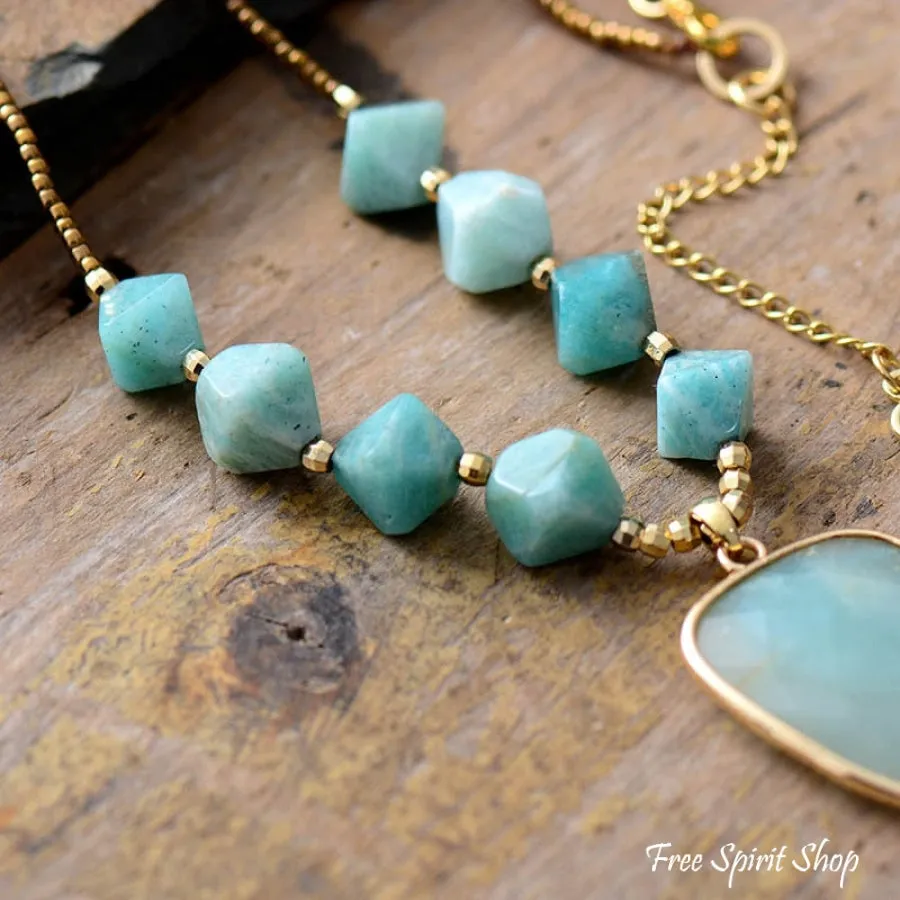 Natural Amazonite & Tree of Life Necklace