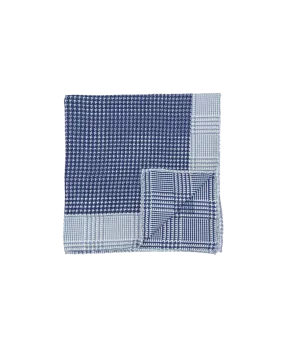 Navy Double Sided Houndstooth and Glencheck Pocket Square | He Spoke Style