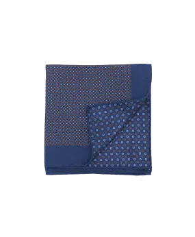 Navy Pocket Square with Small Rust Red Circles | He Spoke Style