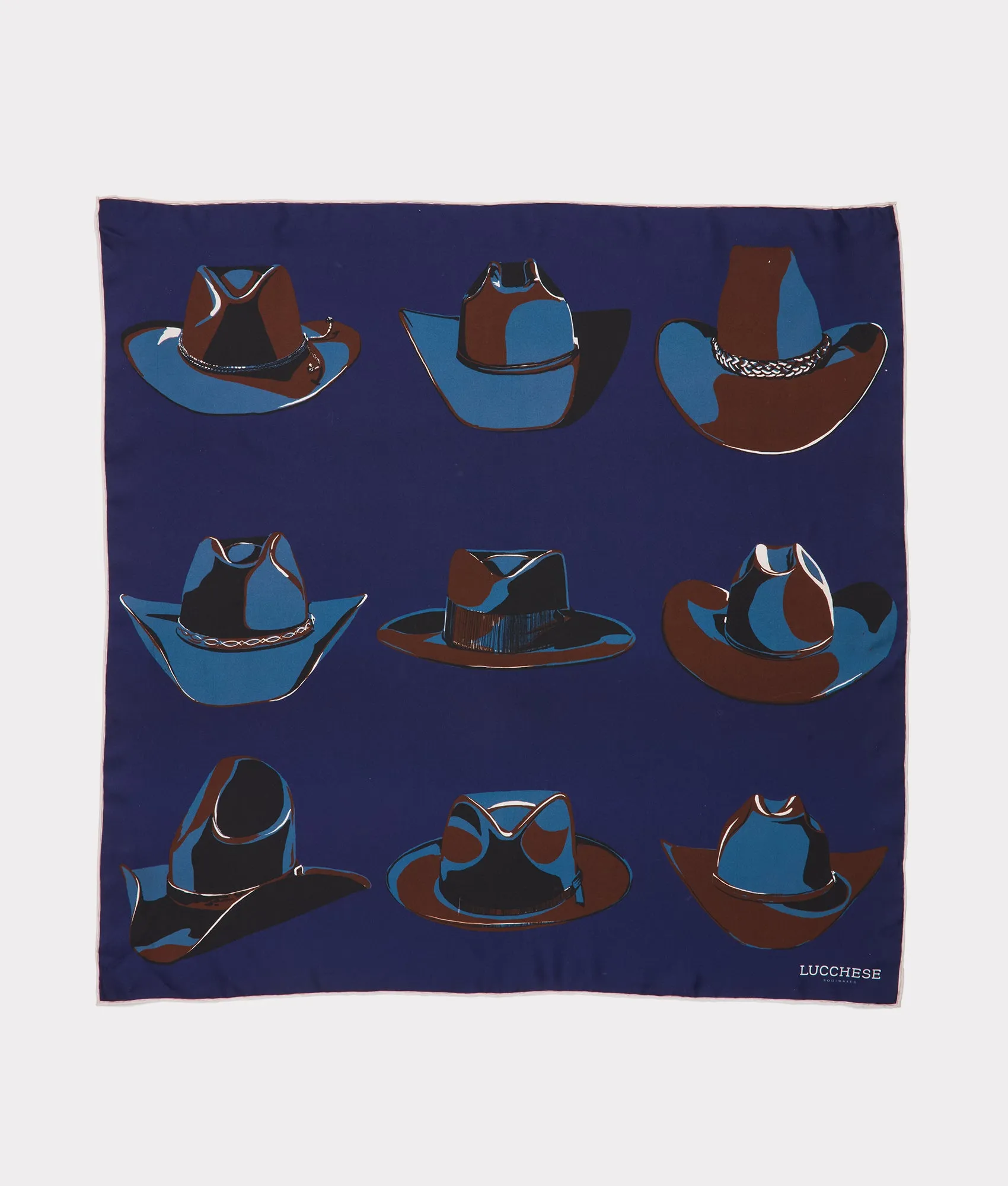 Nine-Gallon Hat Silk Scarf :: Navy