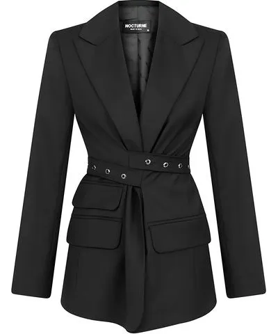 Nocturne Women's Black Belt Detailed Jacket