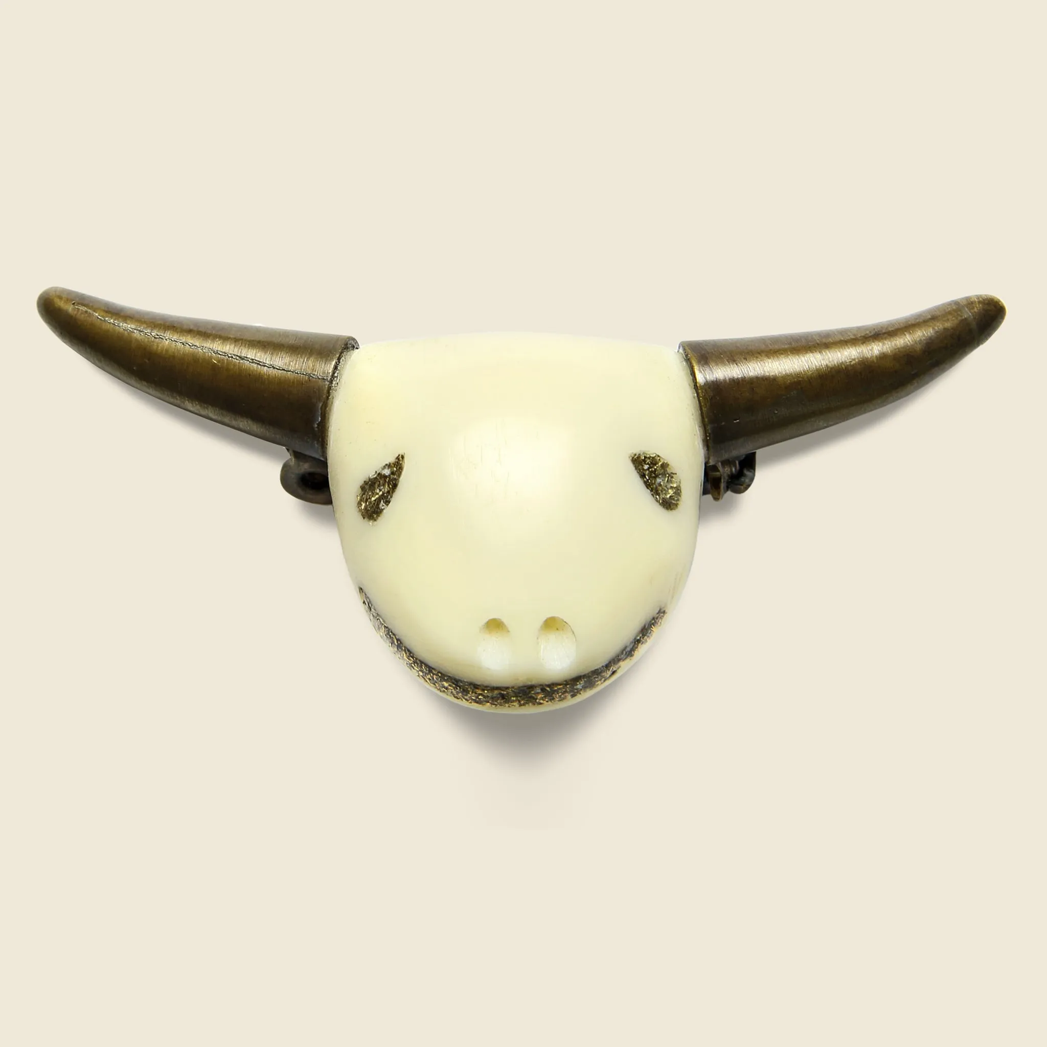 O'Keefe Skull Brooch - Brass/Bone