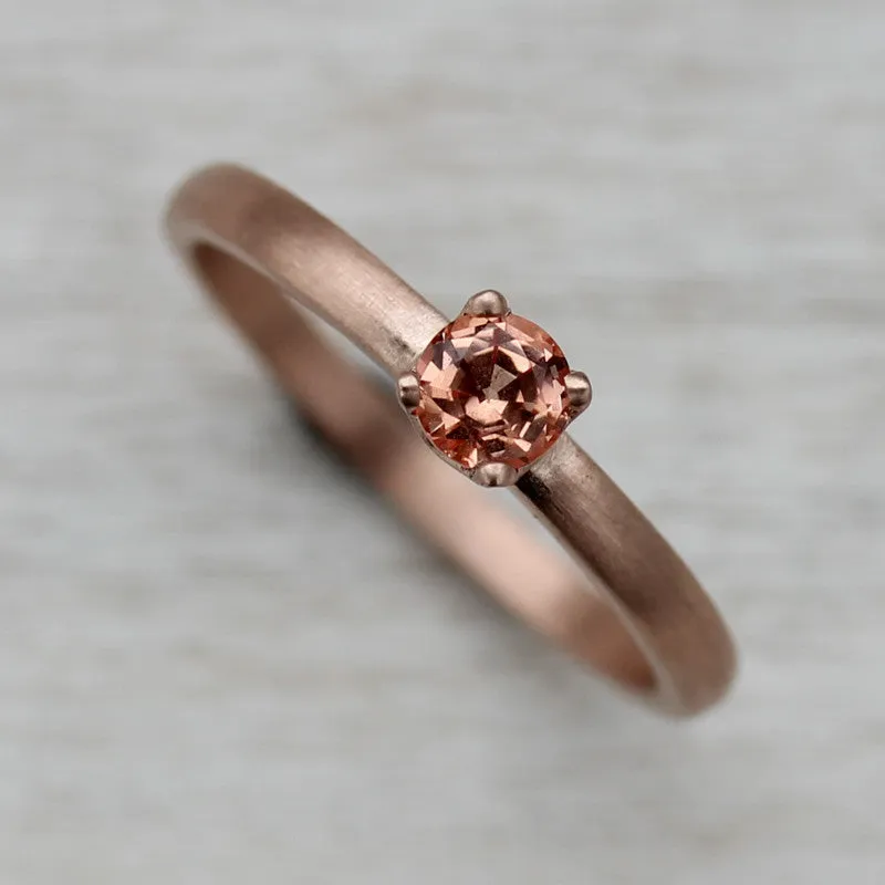 Peach and Rose Gold 4mm Crown Solitaire