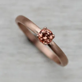 Peach and Rose Gold 4mm Crown Solitaire