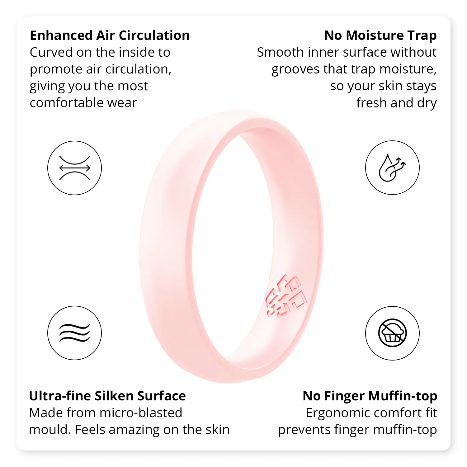 Pearly Pink Silicone Ring For Women