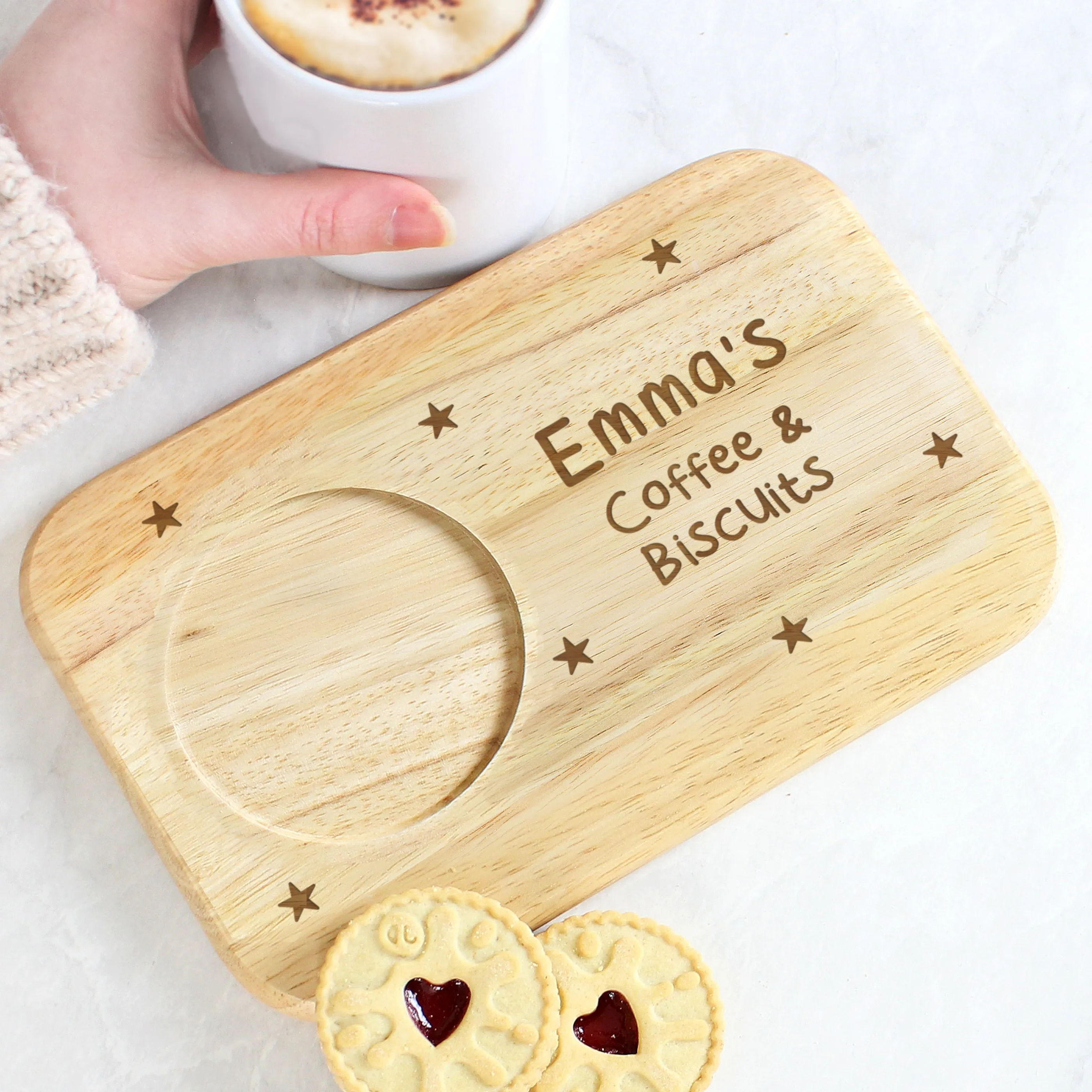 Personalised Stars Wooden Coaster Tray