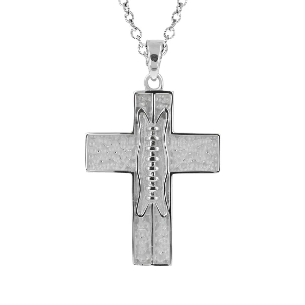 Pigskin Football Cross Necklace | Stainless Steel