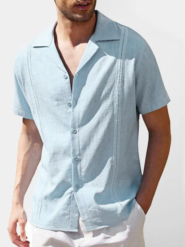 Plain Stitched Linen Shirt for Men