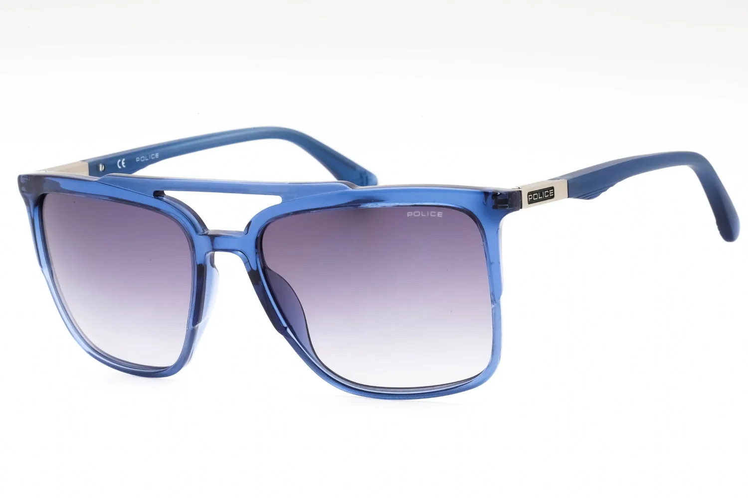 Police SPL363 Sunglasses Shiny Transparent Blue