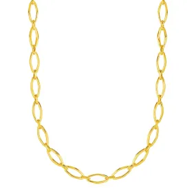 Polished Oval Marquise Link Necklace in 14k Yellow Gold-rx69555-18