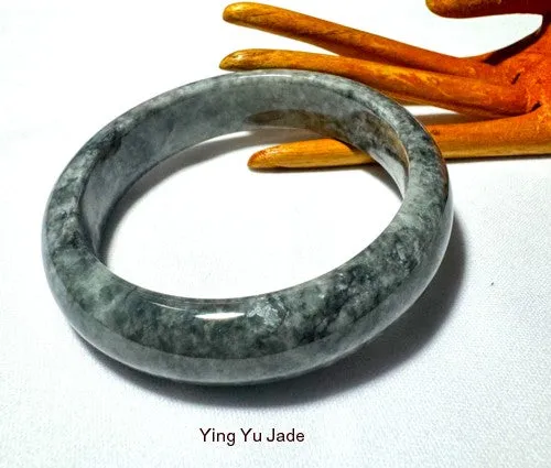 Powerful Black Burmese Jadeite Grade A Bangle Bracelet 61 mm (BB-3003)