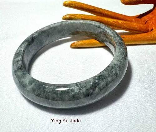 Powerful Black Burmese Jadeite Grade A Bangle Bracelet 61 mm (BB-3003)