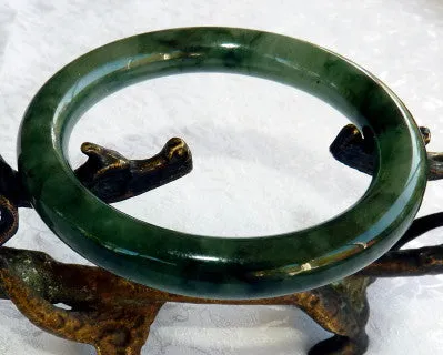 Powerful Woman Old Mine Vintage Burmese Jadeite Bangle Bracelet 56 mm (BB2973-1)