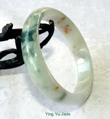 Qing Dynasty Fu Lu Shou Burmese  Jadeite Jade Bangle Bracelet 59mm (V1291)