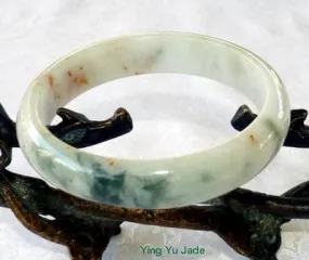 Qing Dynasty Fu Lu Shou Burmese  Jadeite Jade Bangle Bracelet 59mm (V1291)