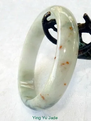 Qing Dynasty Fu Lu Shou Burmese  Jadeite Jade Bangle Bracelet 59mm (V1291)