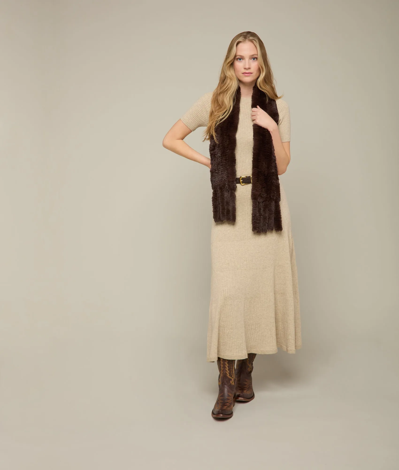 Rabbit Fur Scarf :: Brown