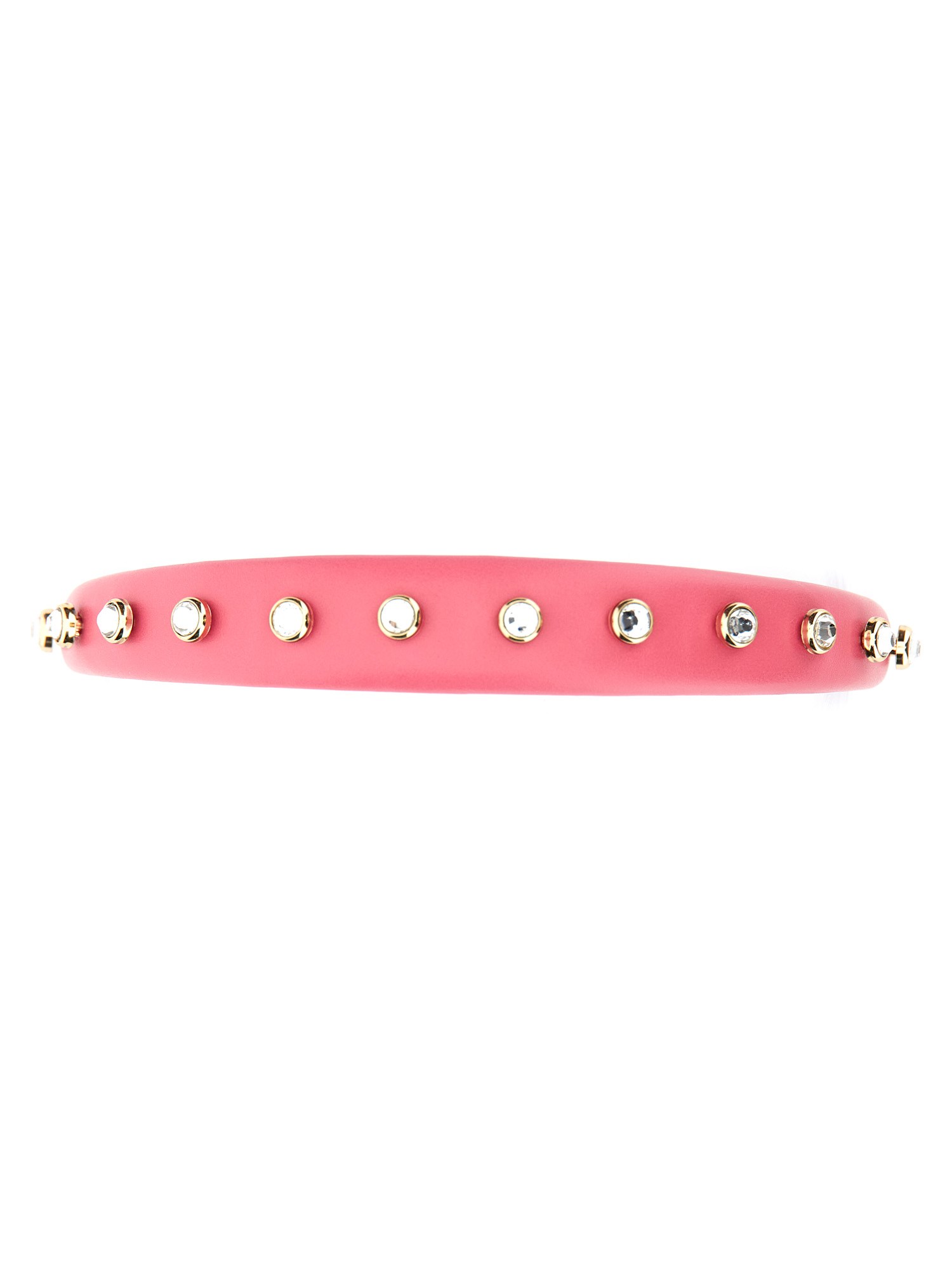 RED (V)    LEATHER HEADBAND WITH RHINESTONES