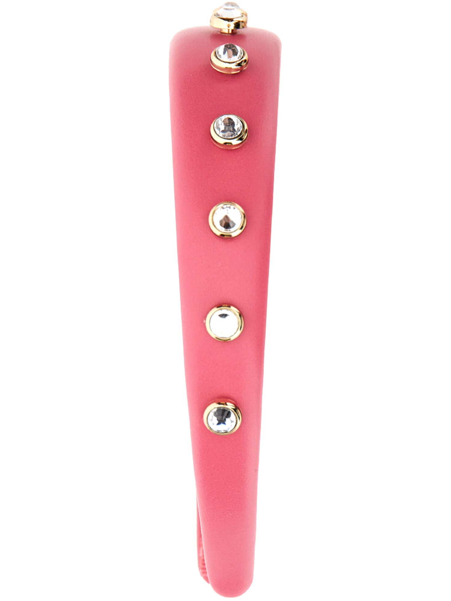 RED (V)    LEATHER HEADBAND WITH RHINESTONES