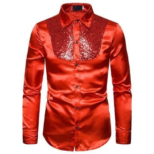 Reznor Sequins Silk Shirts For Men