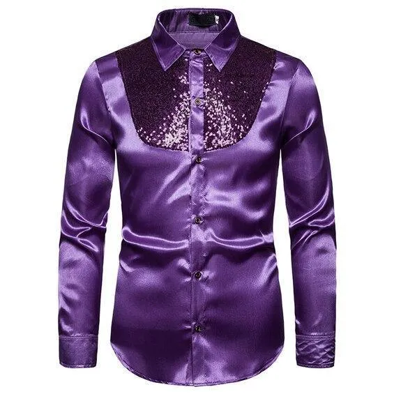 Reznor Sequins Silk Shirts For Men