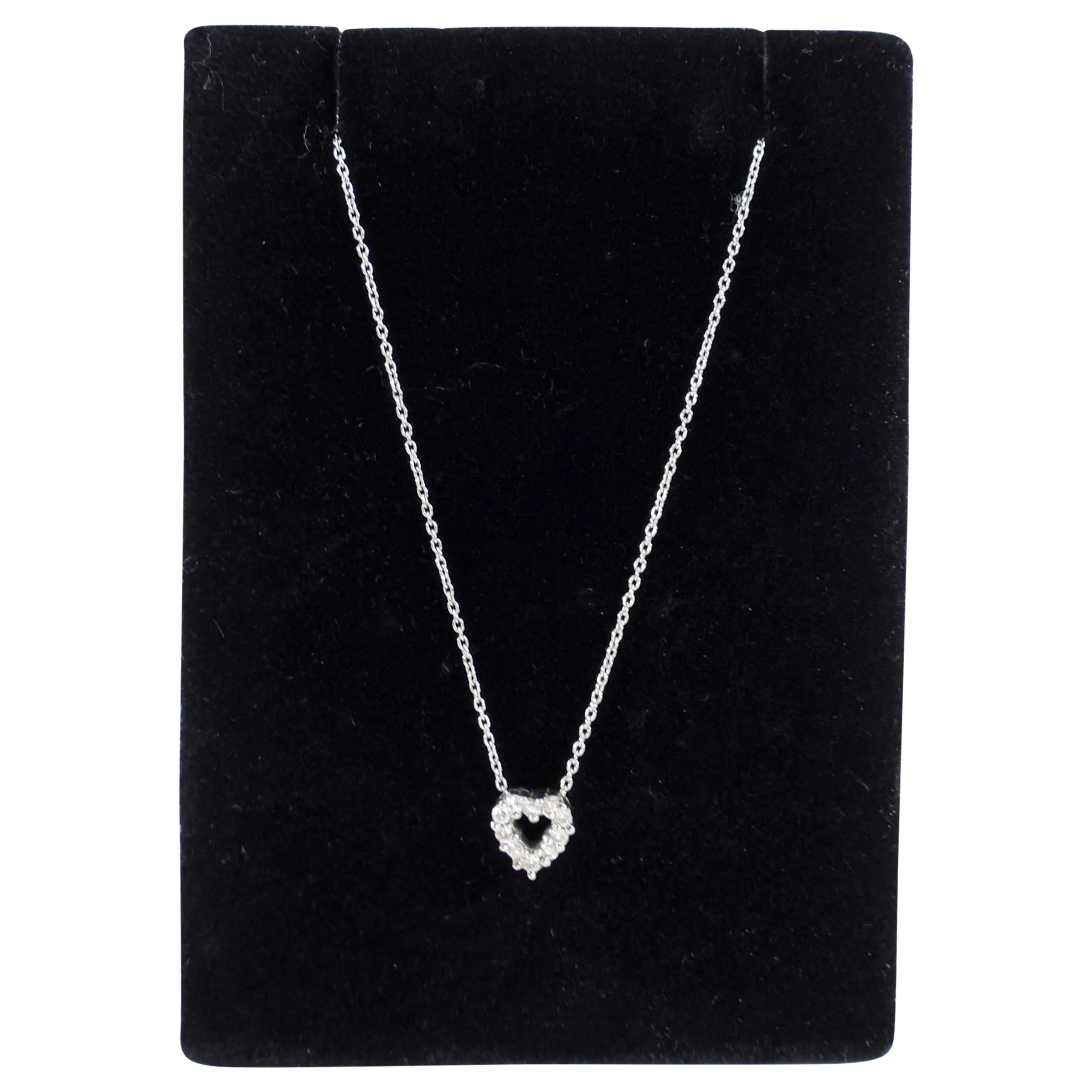 Roberto Coin Tiny Treasures 18k White Gold Diamond Baby Heart Necklace