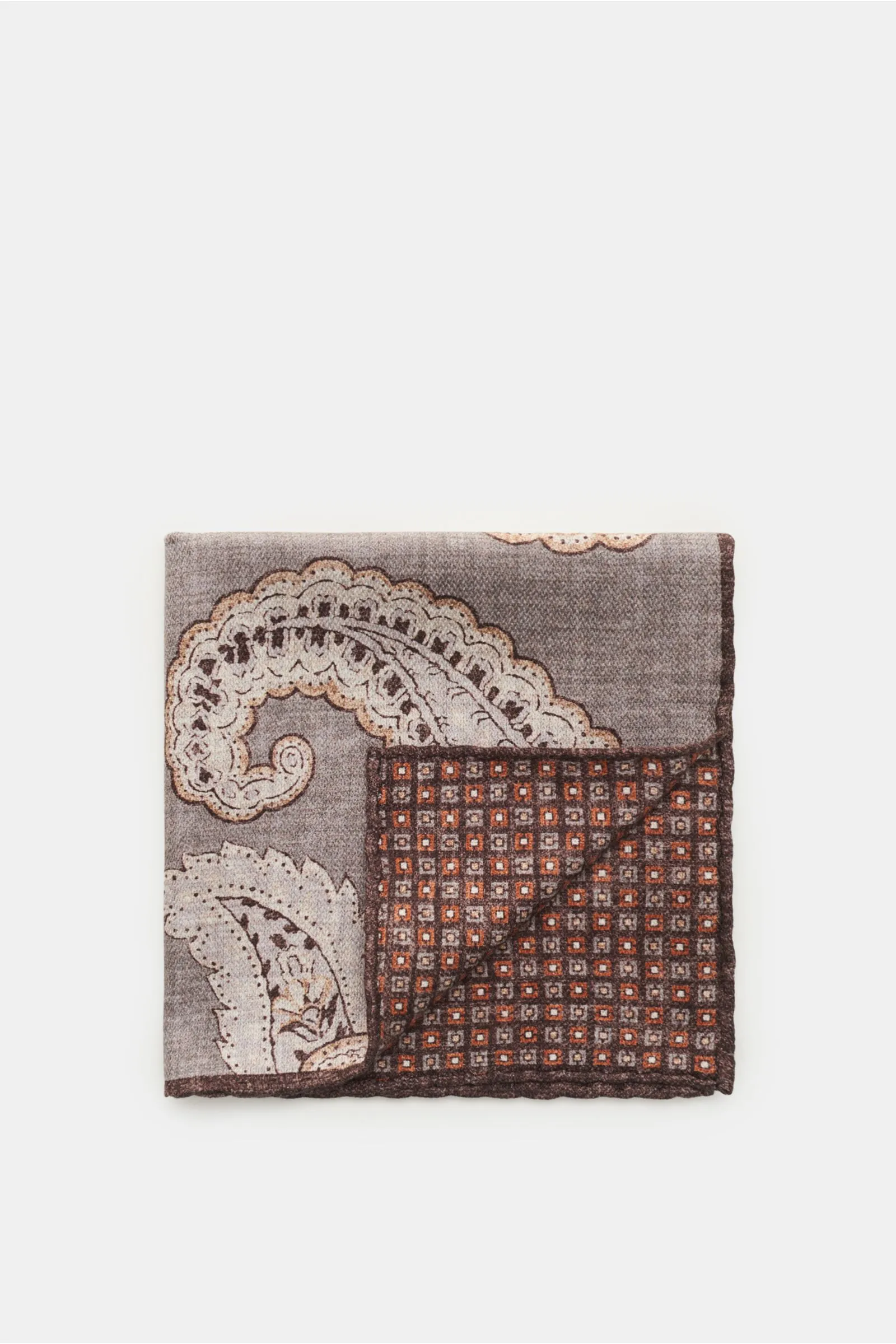 ROSI COLLECTION pocket square grey/rust brown/dark brown patterned