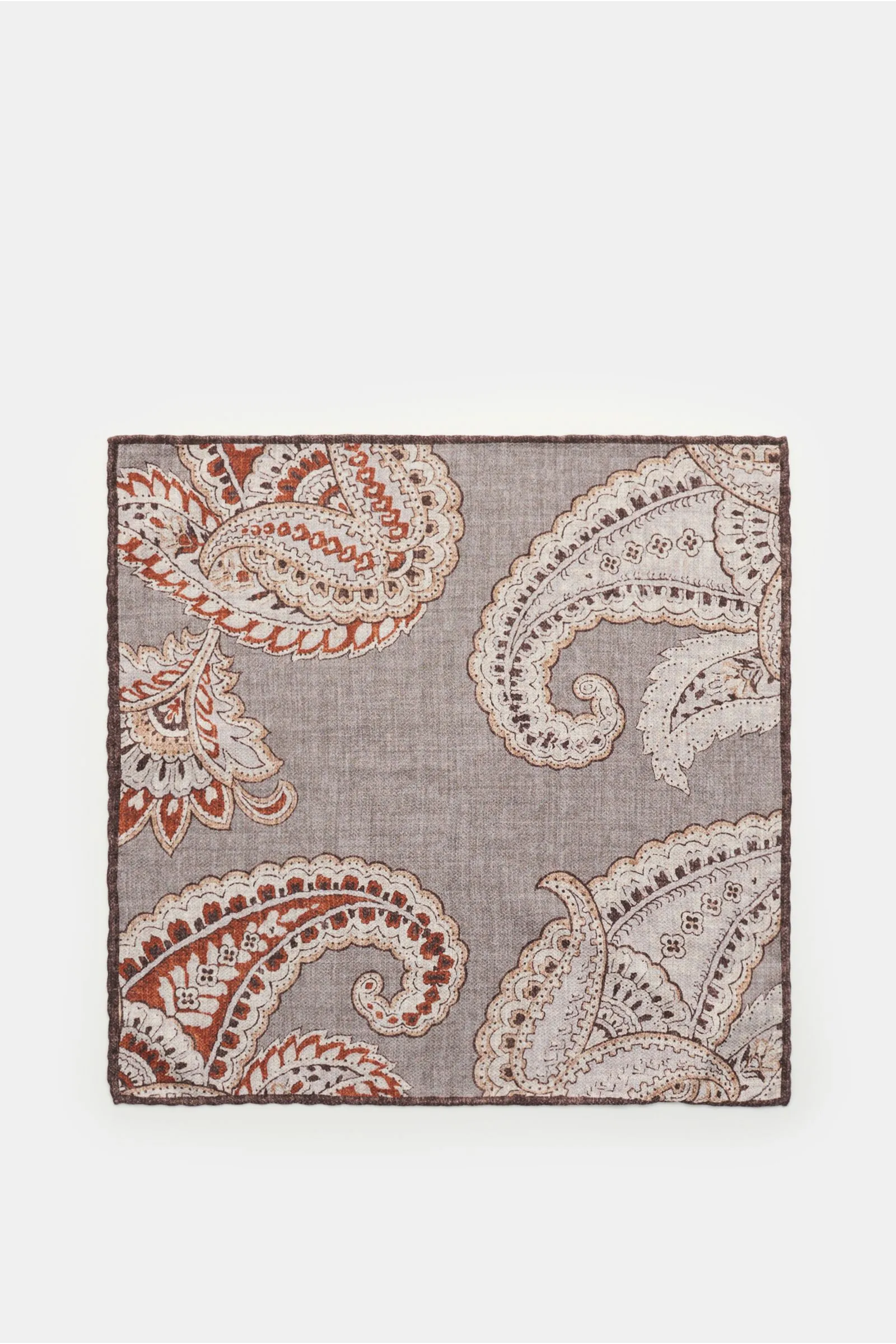 ROSI COLLECTION pocket square grey/rust brown/dark brown patterned