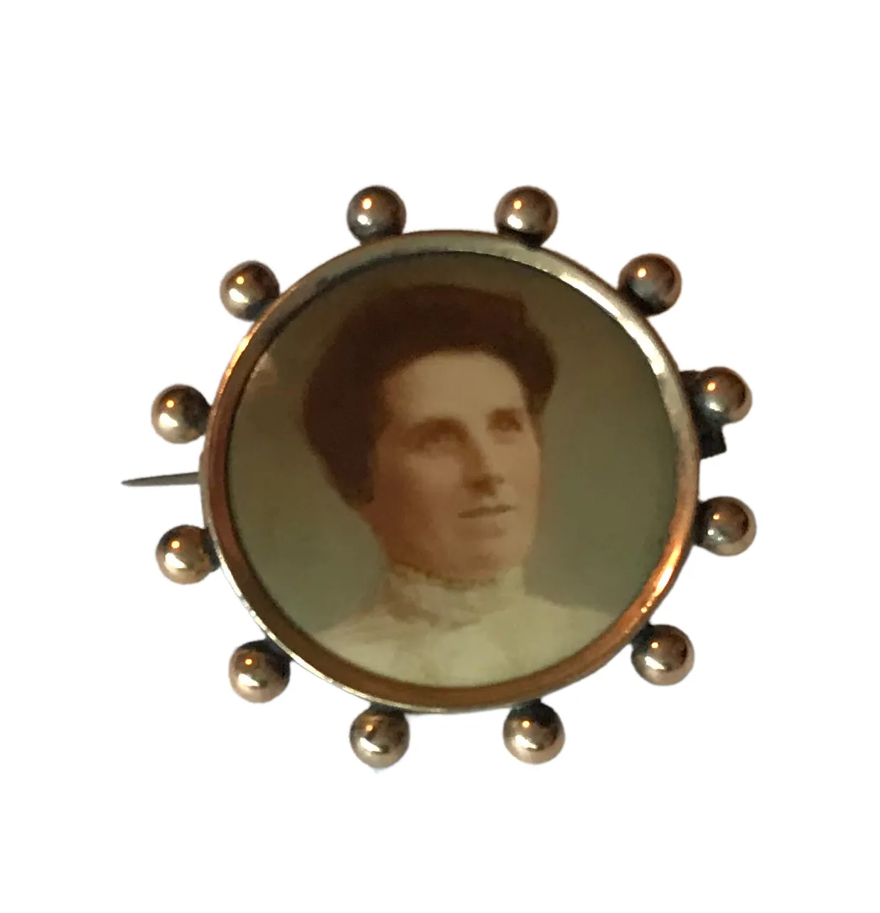 Round Framed Memento Mori Portrait Brooch circa 1800s