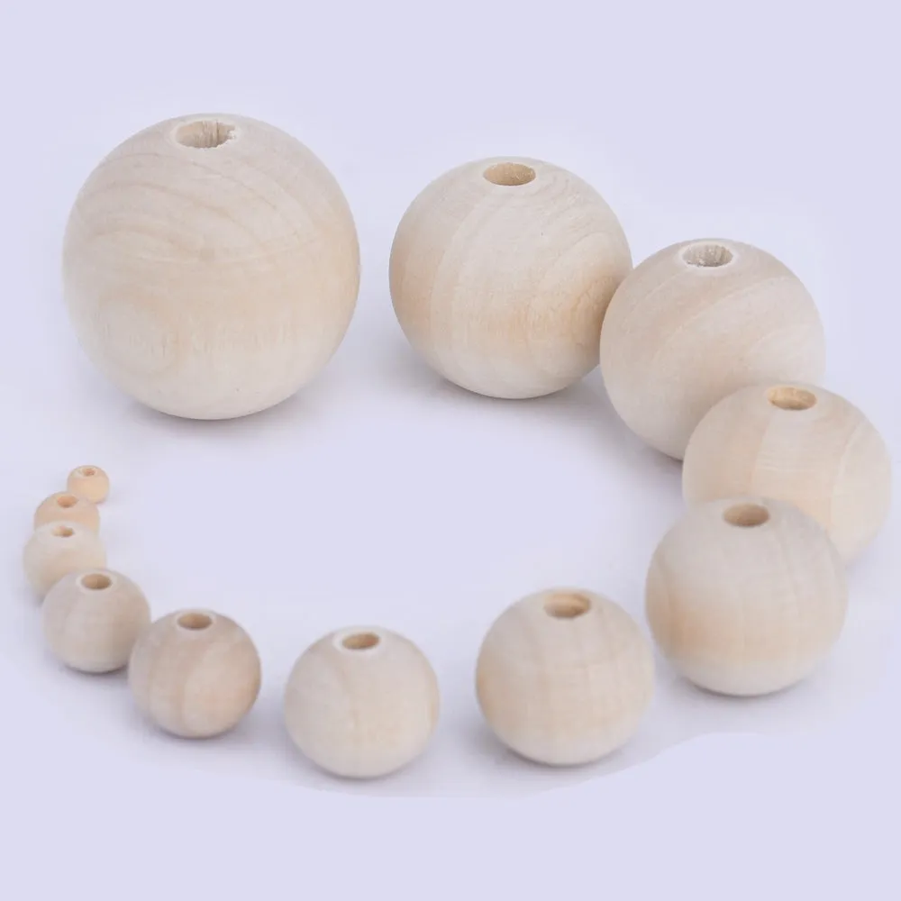 Round Wooden Bead Natural unfinished wooden beads Wooden spacer beads DIY Beads 102403