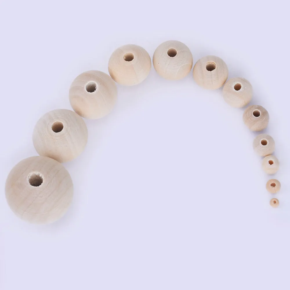 Round Wooden Bead Natural unfinished wooden beads Wooden spacer beads DIY Beads 102403