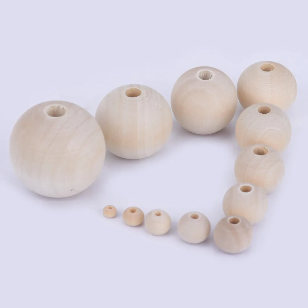 Round Wooden Bead Natural unfinished wooden beads Wooden spacer beads DIY Beads 102403