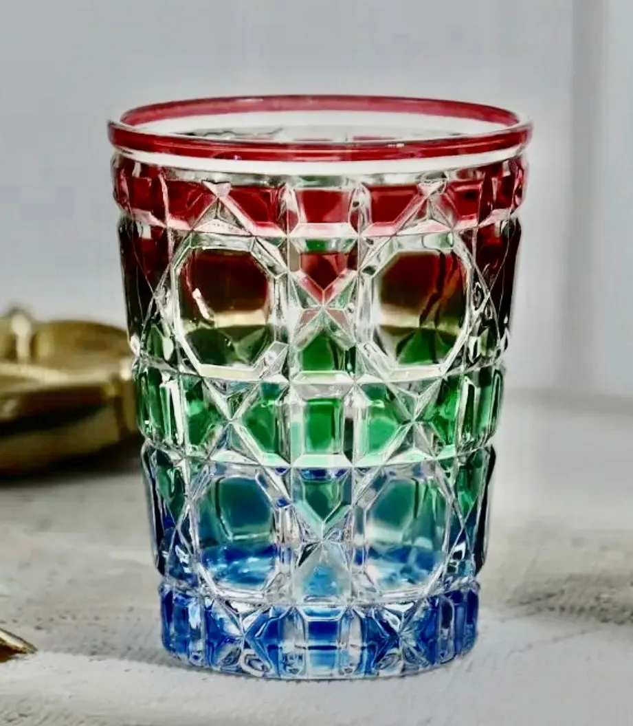 Royal Blue Crystal Cut Whiskey Old Fashioned Glass