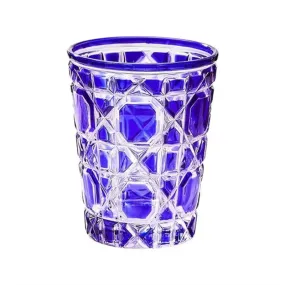 Royal Blue Crystal Cut Whiskey Old Fashioned Glass