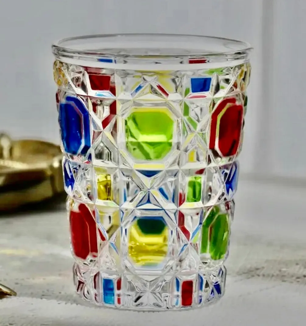 Royal Blue Crystal Cut Whiskey Old Fashioned Glass