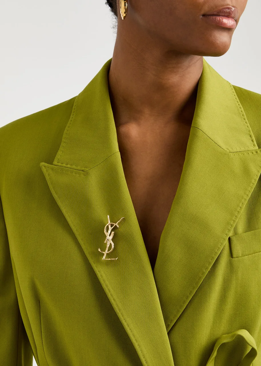 SAINT LAURENT Cassandra logo brooch  -                         -                     -                