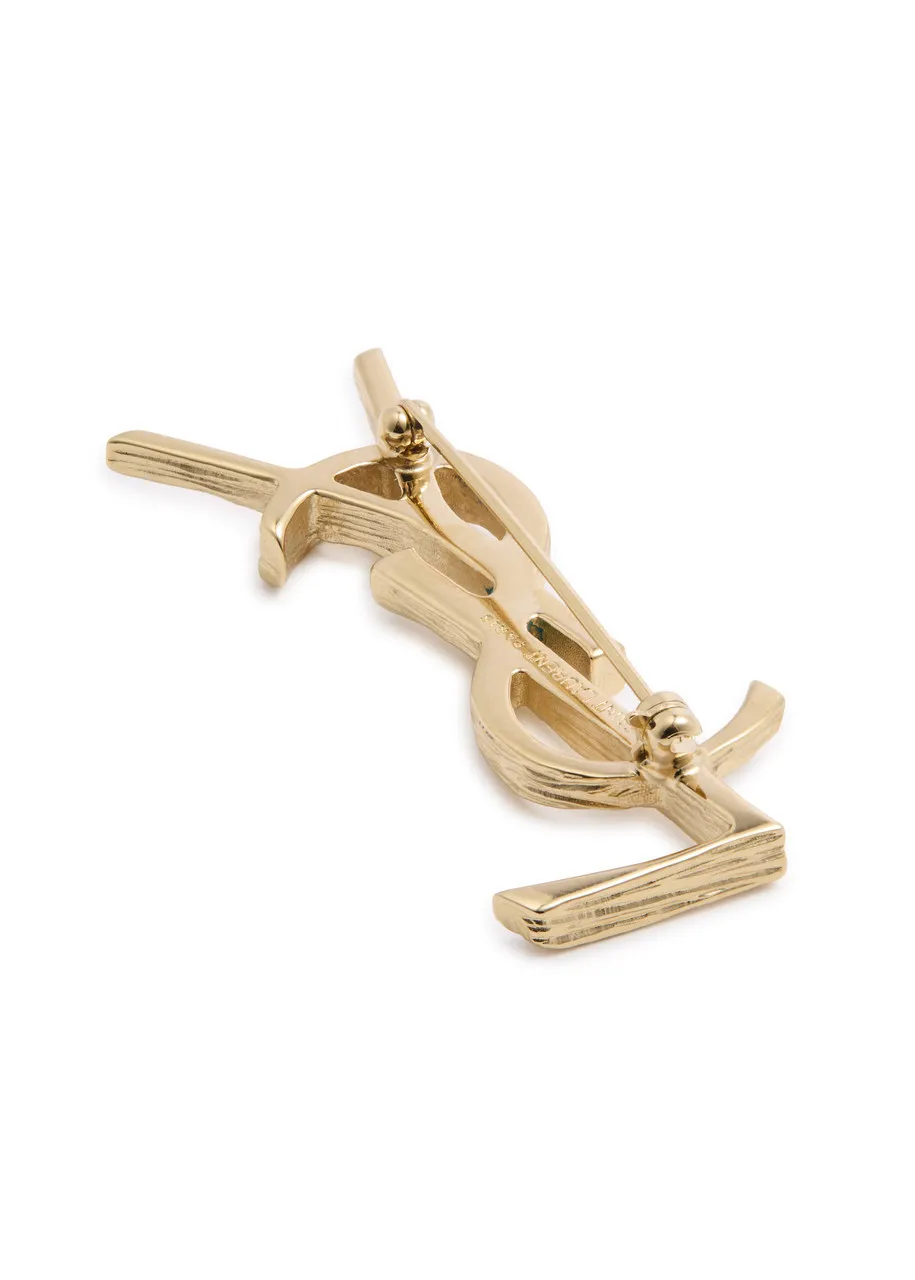 SAINT LAURENT Cassandra logo brooch  -                         -                     -                