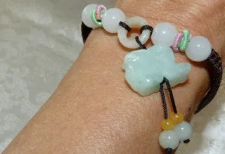 Sale-Luck and Happiness Jadeite Rabbit Adjustable Bracelet (BJB-63)