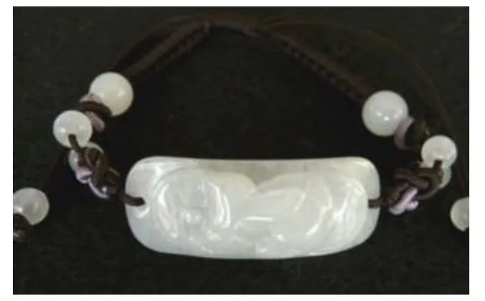 Sale-Rabbit Brings Luck and Wealth Burmese Jadeite  and Silk Adjustable Bracelet (BJB61)