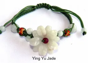 Sale- Spiritual Flower Burmese Jadeite Adjustable Bracelet (BJB-82)